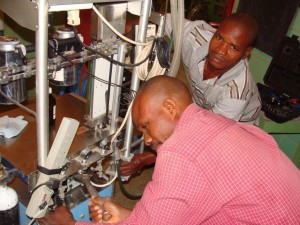 OR repairing an anesthesia machine DSC07718 Working on an anesthesia machine