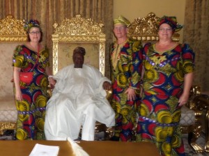 Joy Hill Hebert, Ray Sullivan and Paige Reece McCormick pay their respects to the Soun, King of Ogbomoso Soun